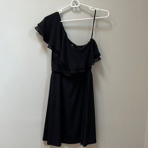 White House Black Market One Shoulder Black Dress